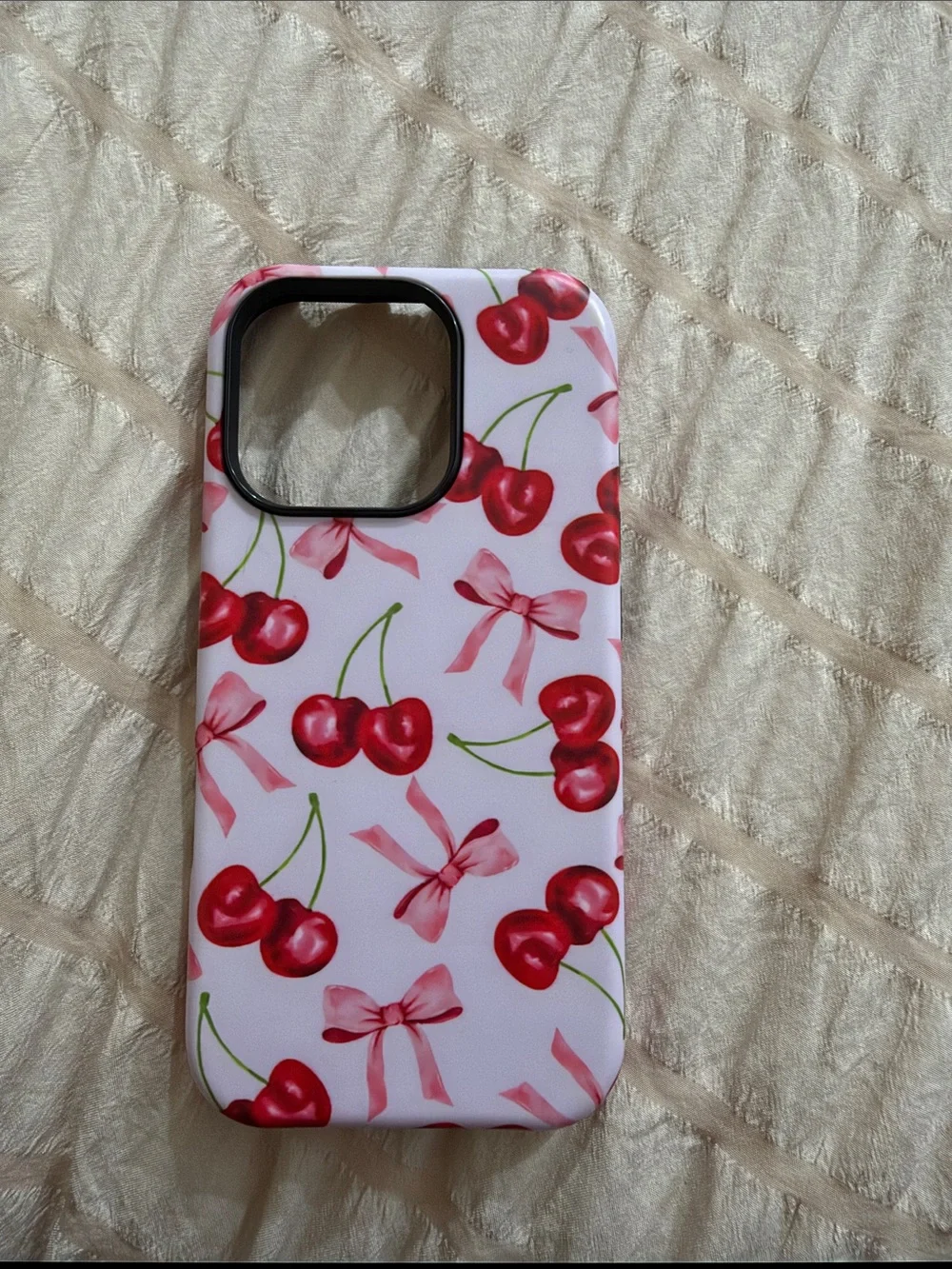 Cherry Print Pink Phone Case - Unbranded